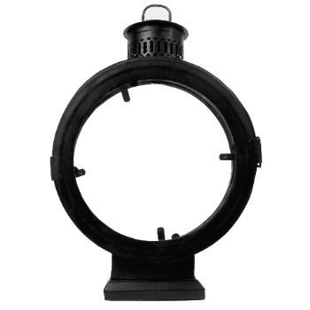 De Weldaad Black Metal and Glass Round Lantern