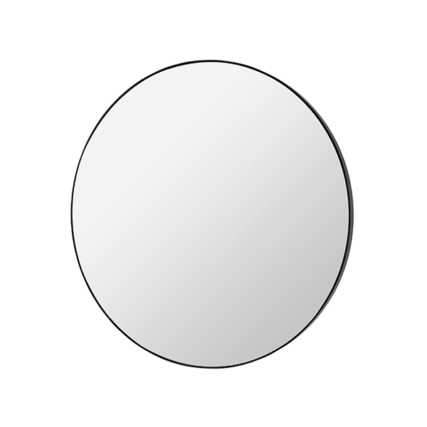 Mink Interiors Large Round Mirror with Thin Profile Black Frame (80cm)