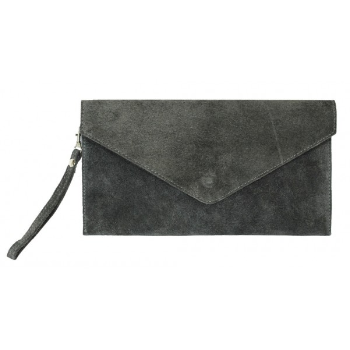 Trouva: Dark Grey Suede Envelope Clutch Bag