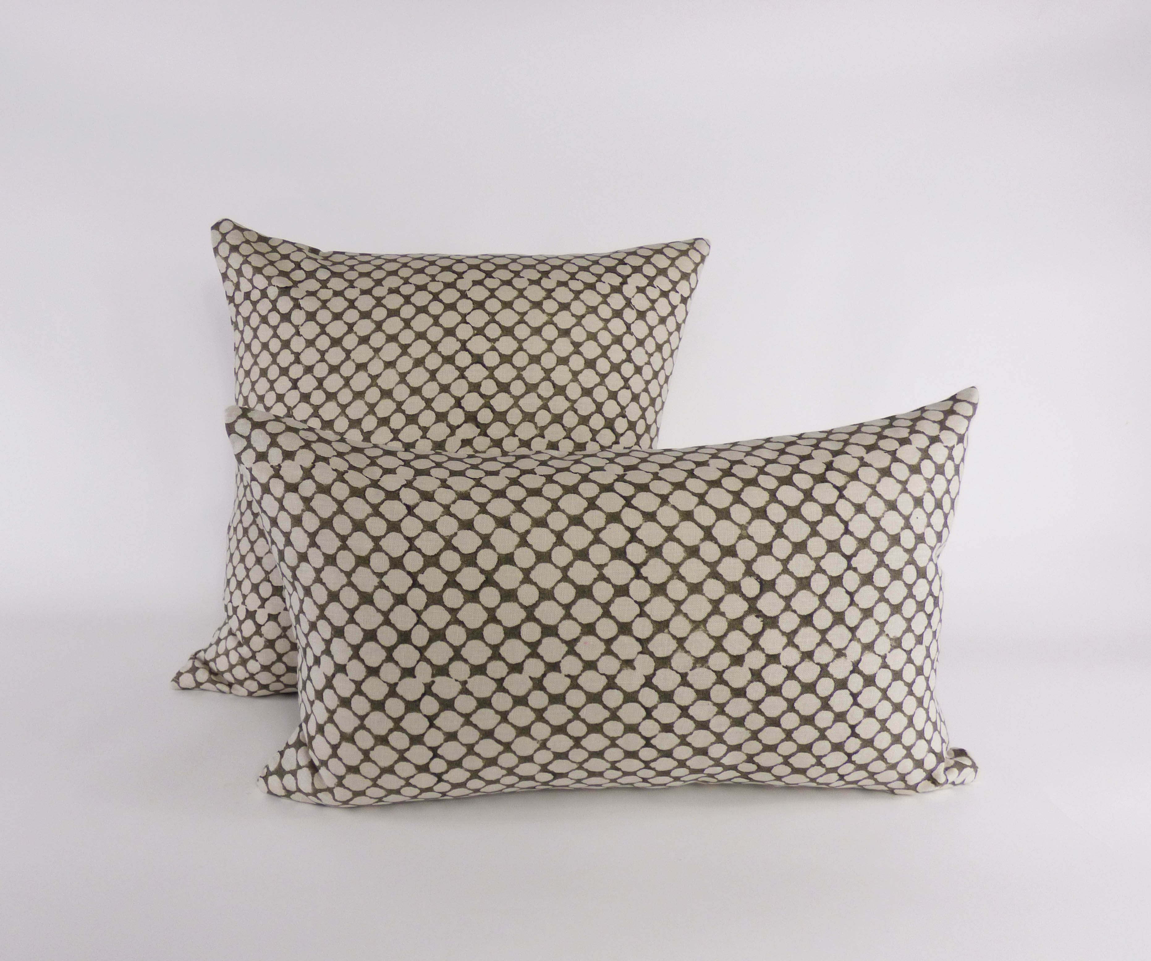 Indigo & Wills Olive Honeycomb Design Linen Cushions