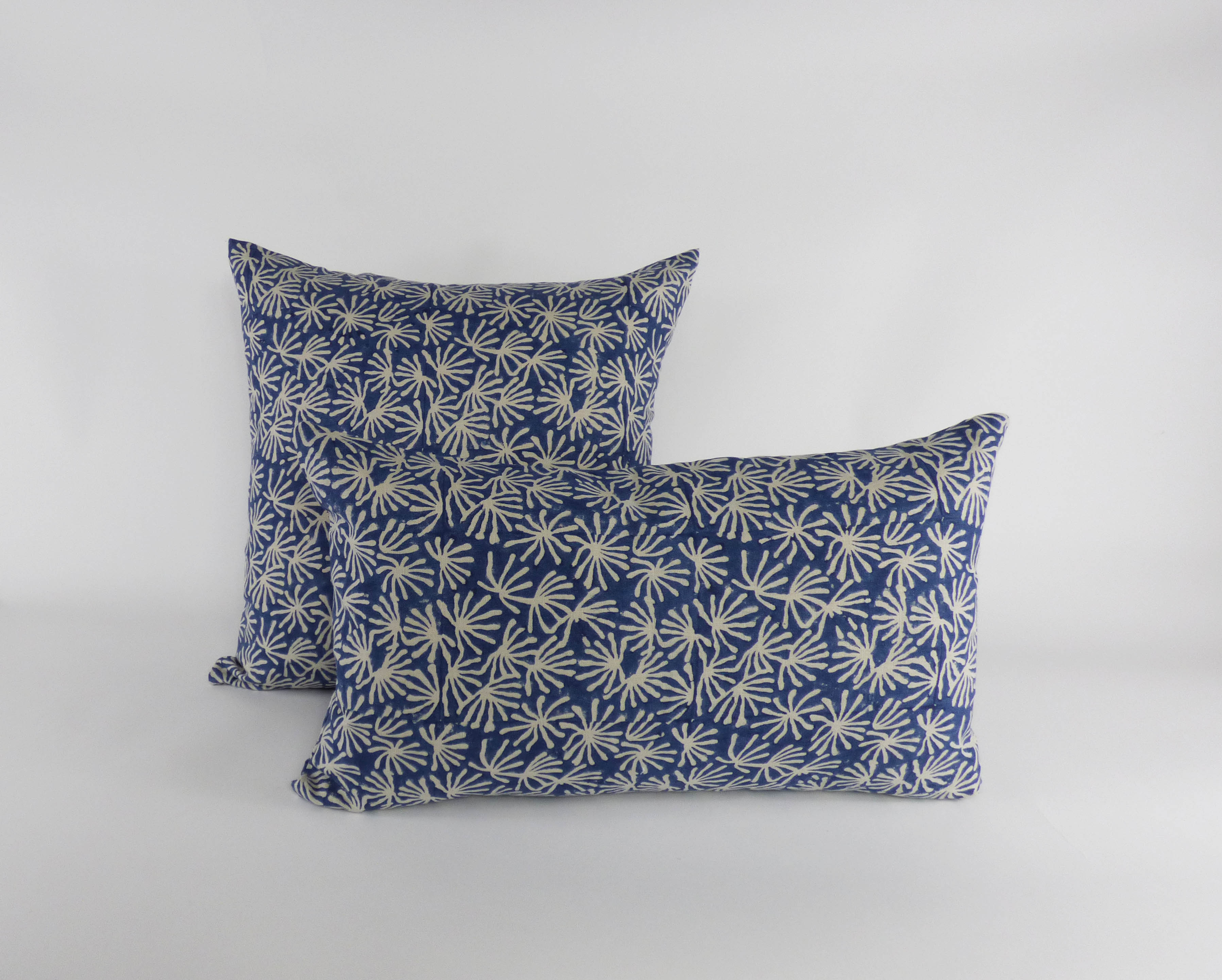 Indigo & Wills Blue Splash Design Linen Cushions