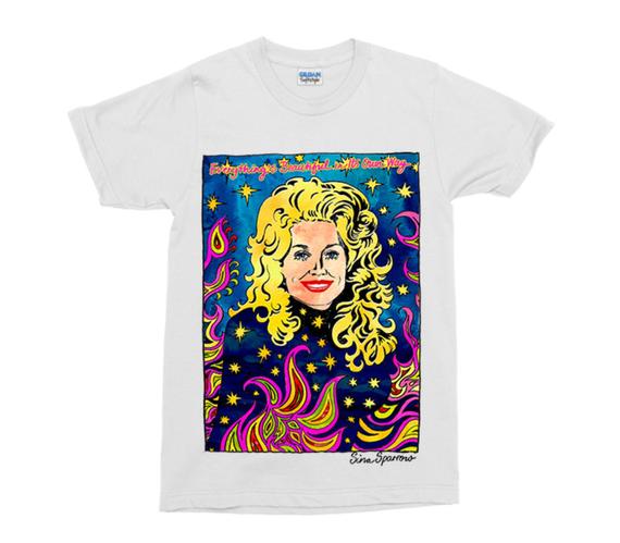 Sina Sparrow “Everything Is Beautiful In It’s Own Way” Dolly Parton White Cotton Tee