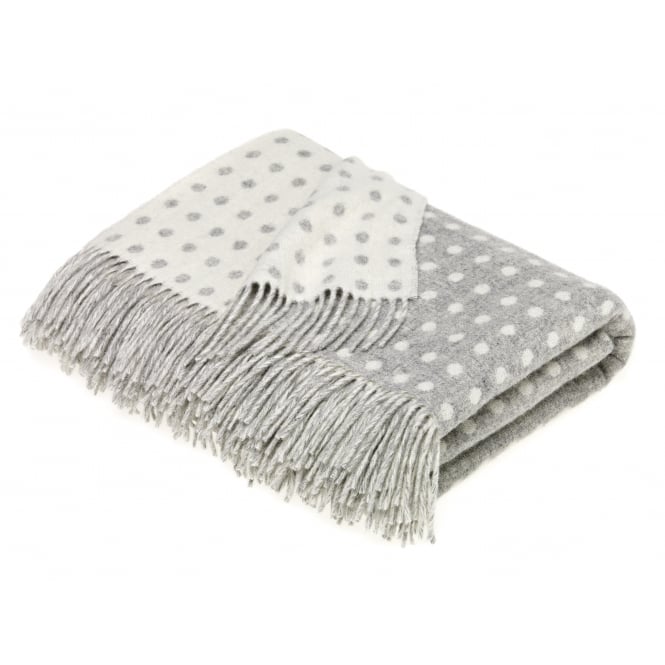 Bronte by Moon Grey Spot Luxury Merino Lambswool Throw 140cm x 185cm