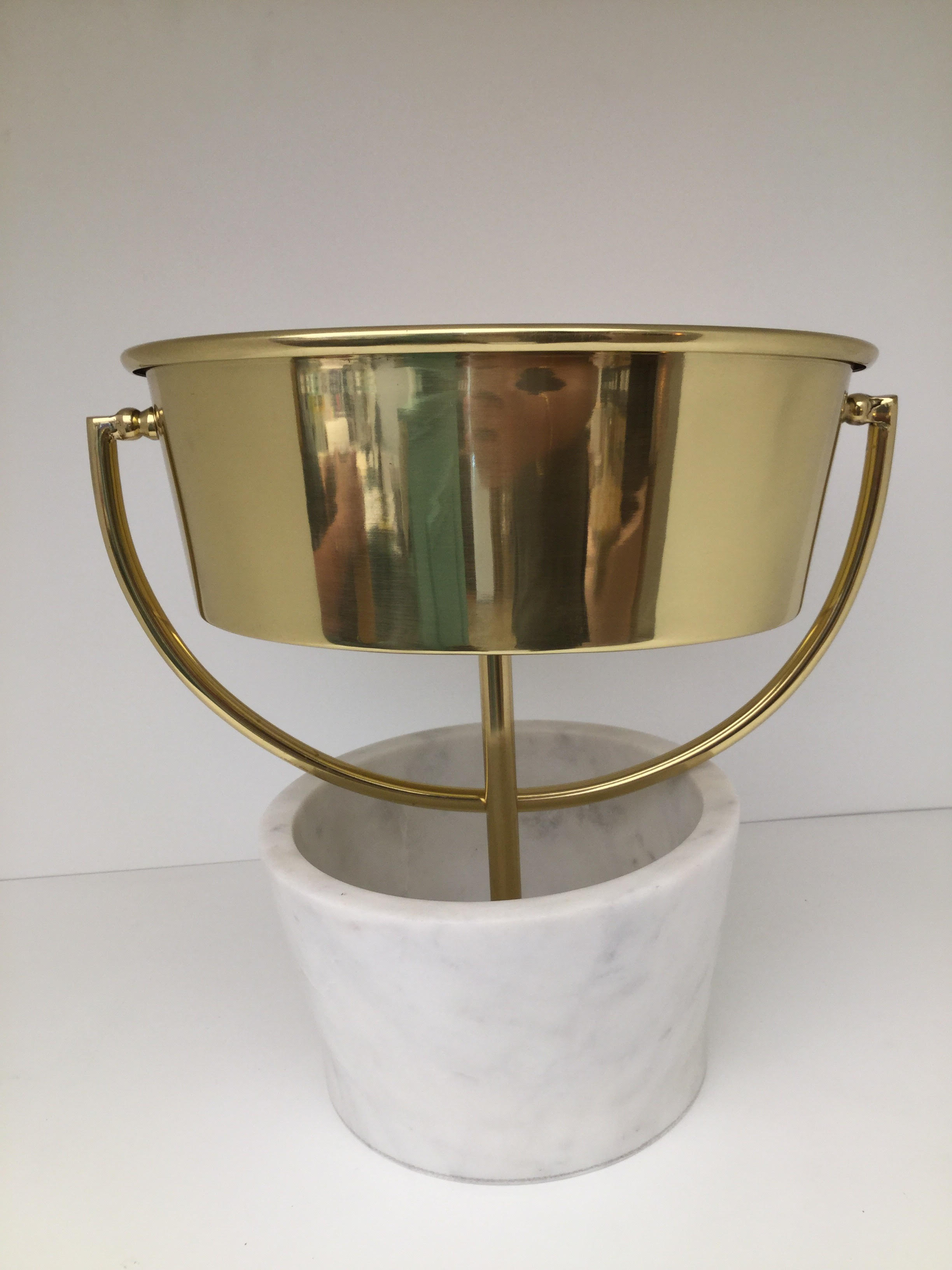 IKKIS Marble and Brass Balti Vase