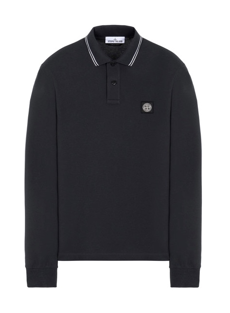 Stone Island Anthracite Cotton Long Sleeve Polo Shirt