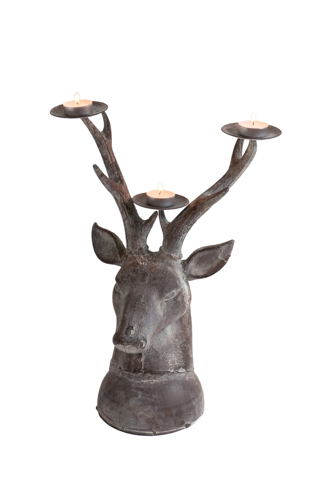 London Ornaments Metal Stags Head Candleholder