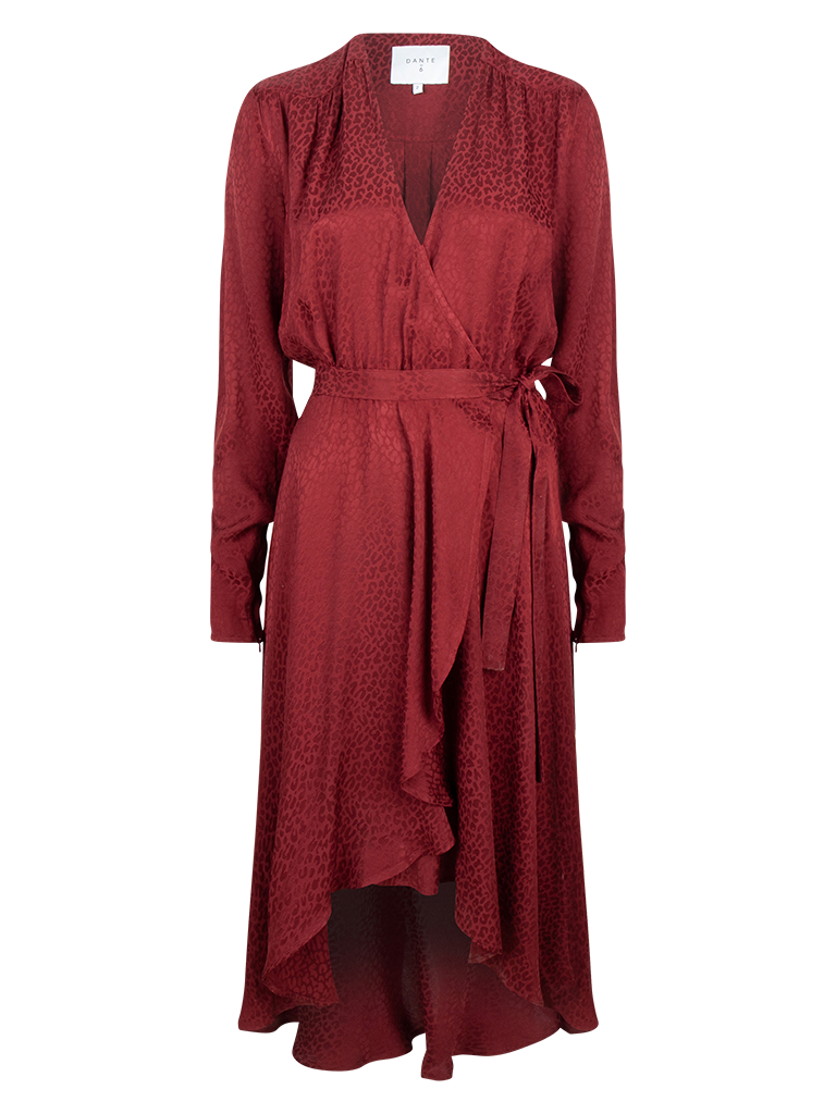 Dante6 Dayna Jacquard Dress in Marsala Red