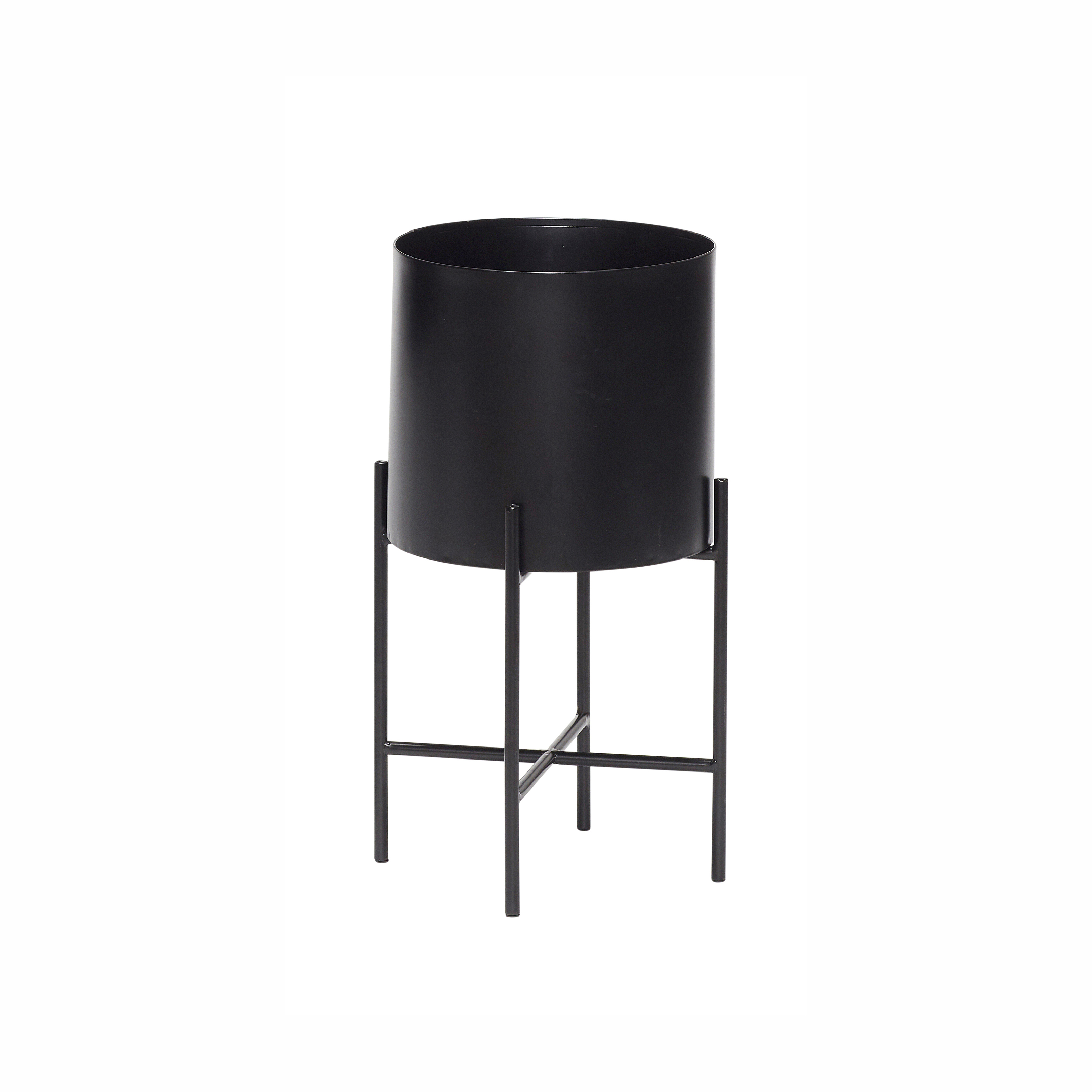 hubsch-short-black-standing-planter