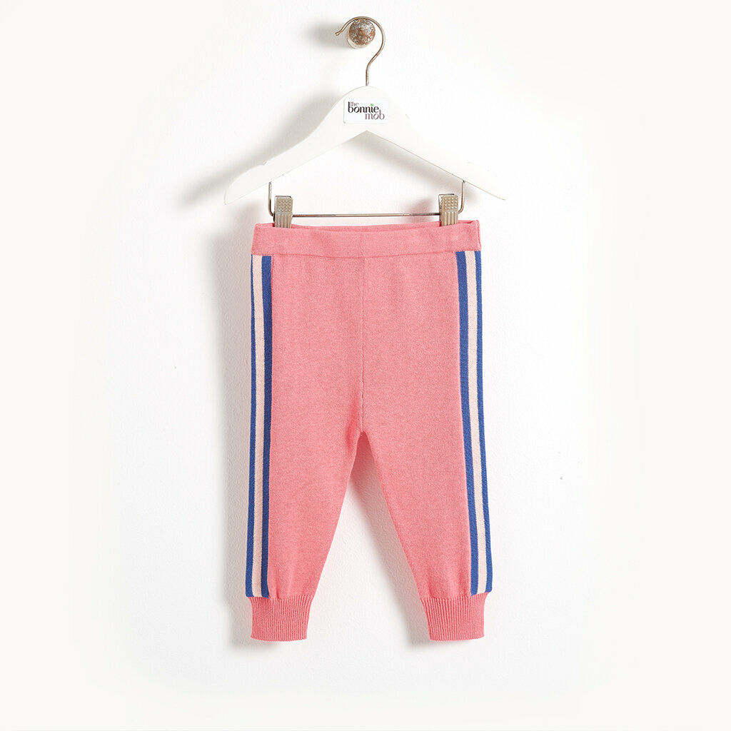 The Bonnie Mob Pink Organic Cotton Knitted Stripe Baby Trouser