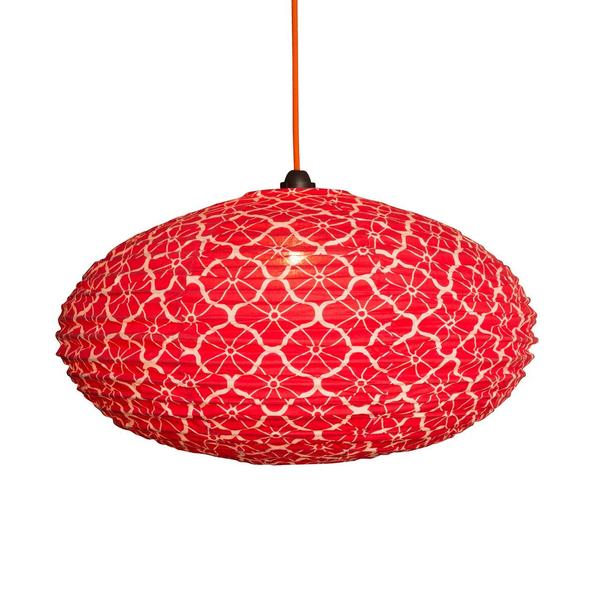 Curiouser and Curiouser Small 60cm Red & Cream Lotus Cotton Pendant Lampshade