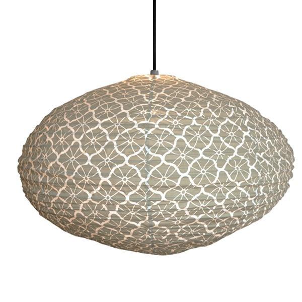 Curiouser and Curiouser Large 80cm Grey and Cream Lotus Cotton Pendant Lampshade