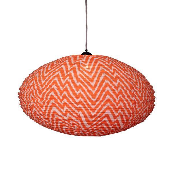 Curiouser and Curiouser Large 80cm Cream and Orange Zig Zag Cotton Pendant Lampshade