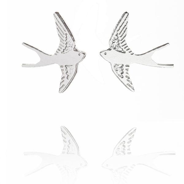 Amanda Coleman Tiny Sterling Silver Swallow Stud Earrings