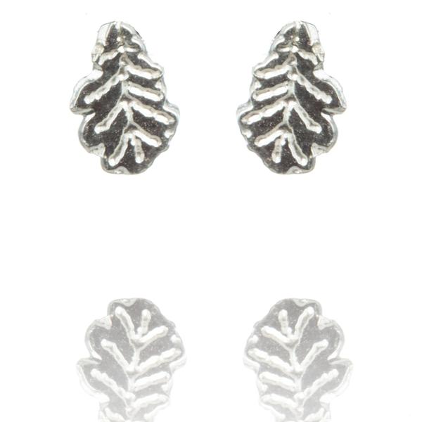 Amanda Coleman Tiny Sterling Silver Oak Leaf Stud Earrings