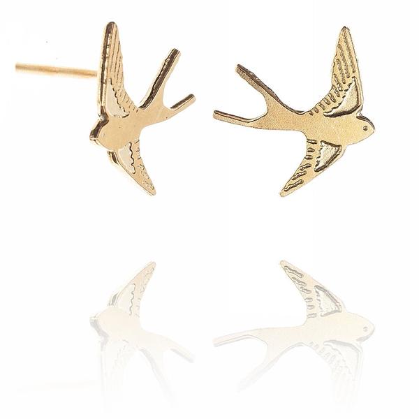 Amanda Coleman Tiny Gold Vermeil Swallow Stud Earrings