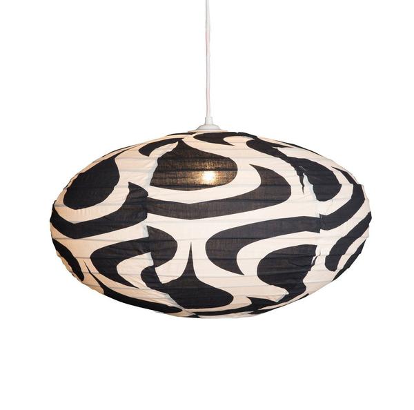 Curiouser and Curiouser Large 80cm Blue Black and Cream Double Drop Cotton Pendant Lampshade