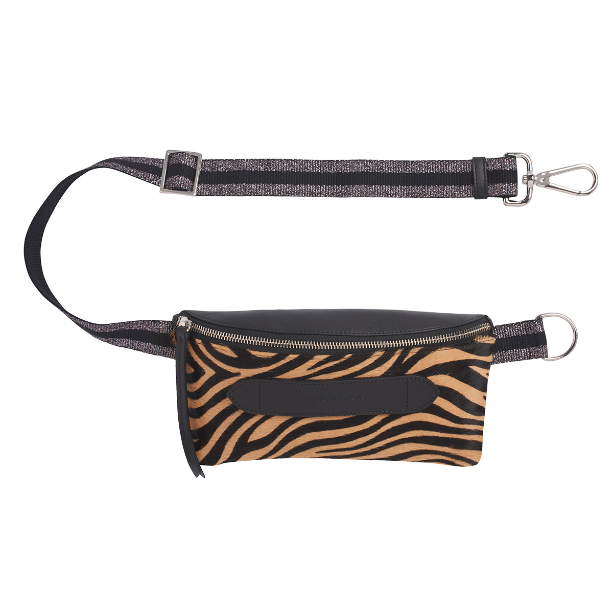 Marie Martens Black and Brown Coachella Zebra Champagne Belt Bag