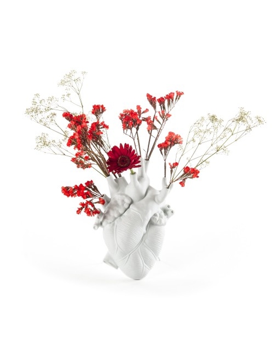 Seletti White Love In Bloom Heart Vase