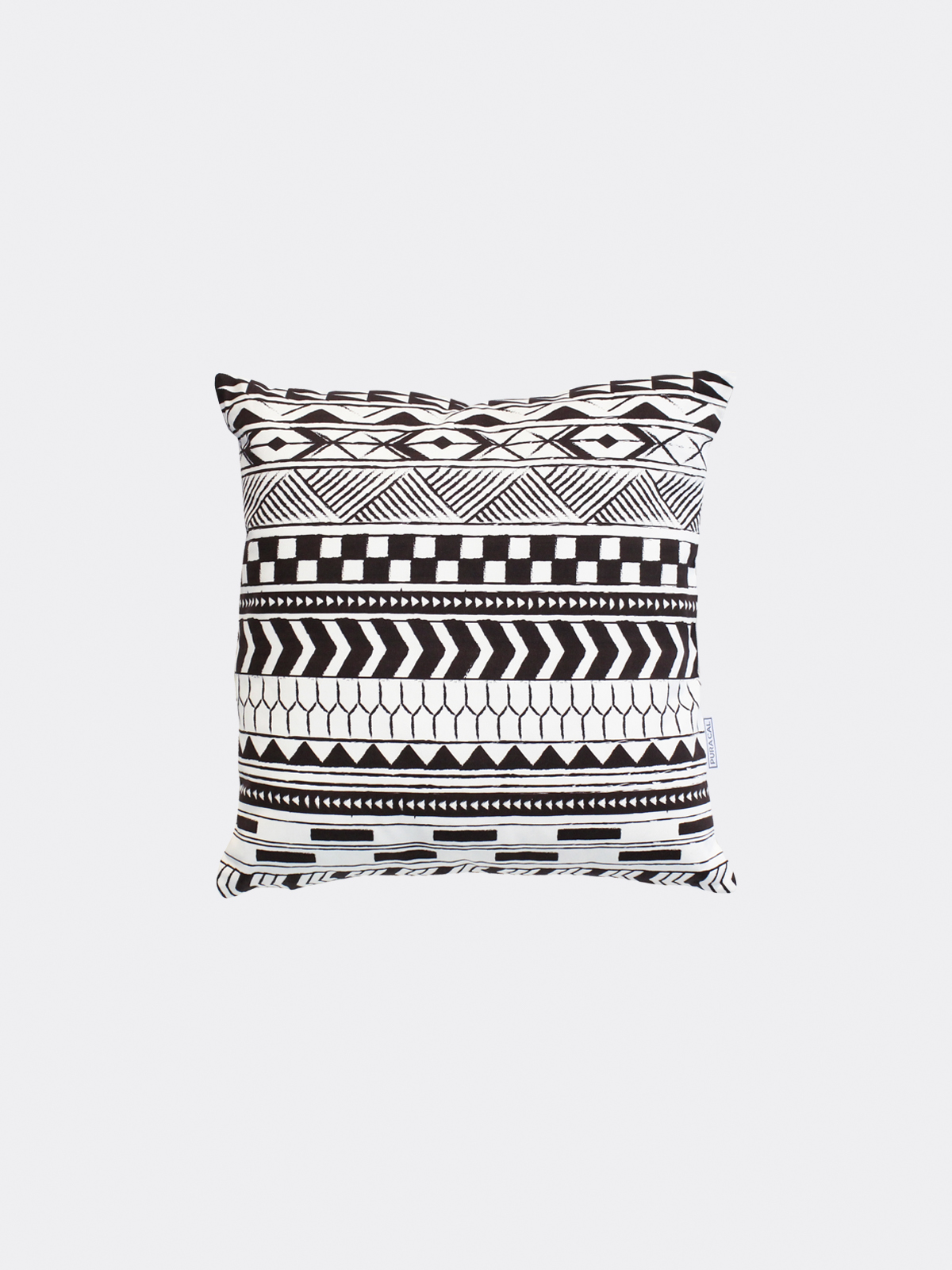 Pura Cal Black/Brown Geometric Tribal Pattern Cotton Cushion Cover 45x45