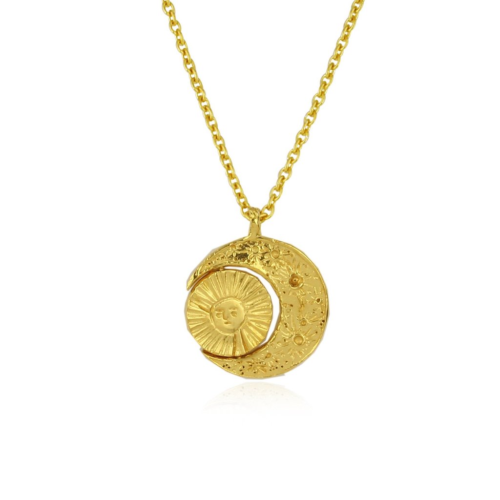 MomoCreatura Crescent moon & sun necklace gold