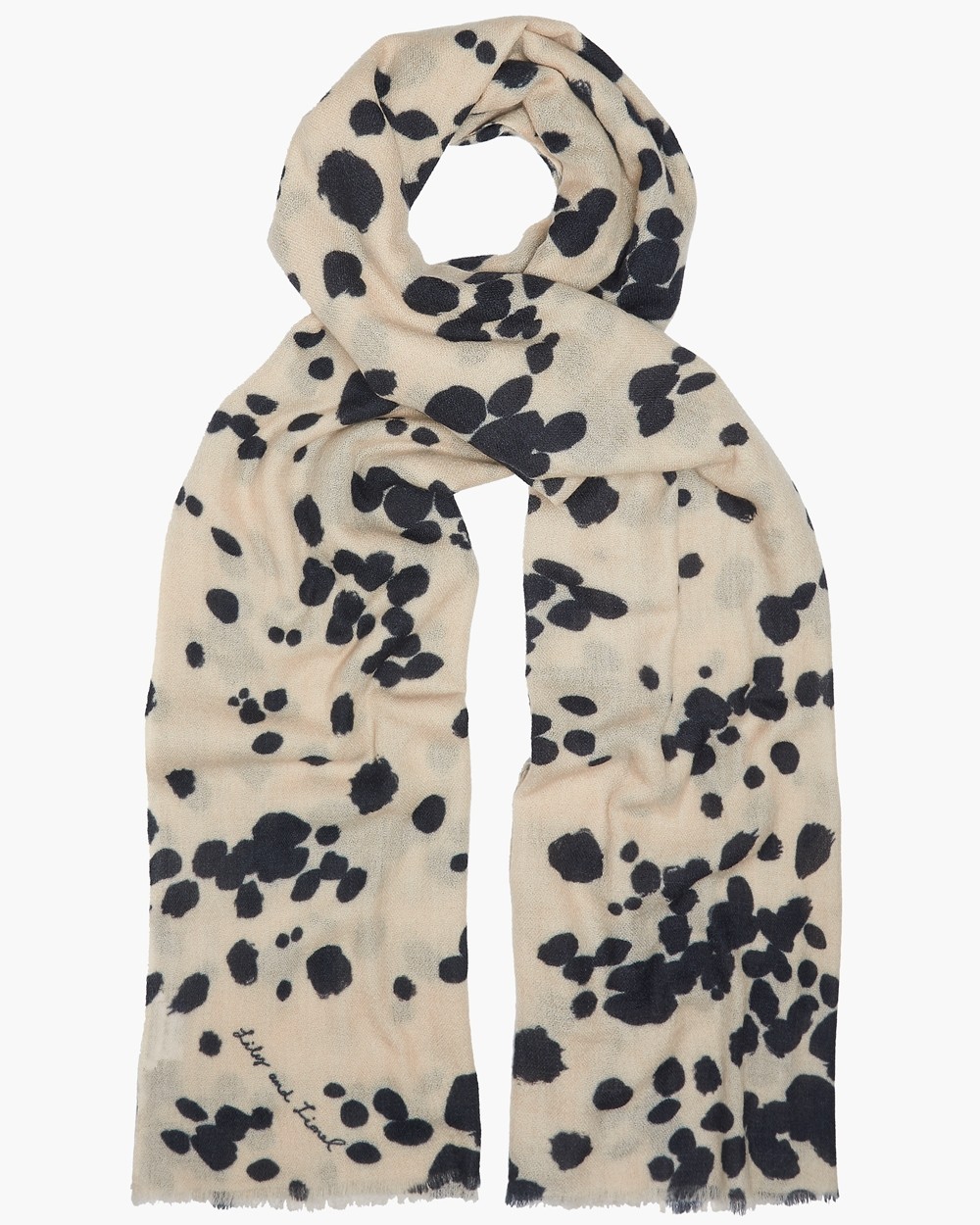 Lily & Lionel Dalmation Wool/Silk Scarf In Ivory