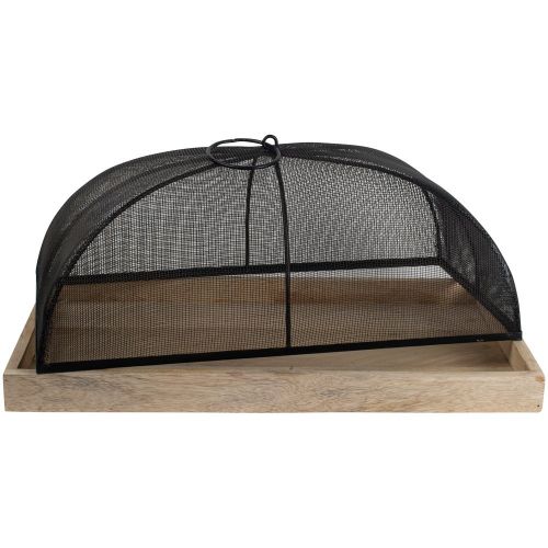 Wooden Tray with Domed Mesh Food Cover