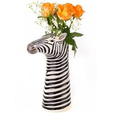 Quail Ceramics Large Ceramic Zebra Flower Vase