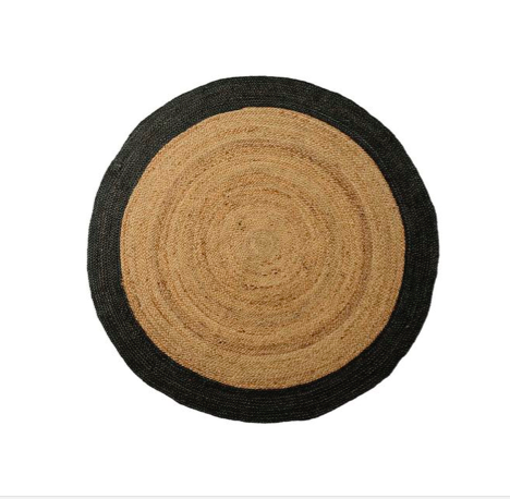 120cm Black Border Jute Rug