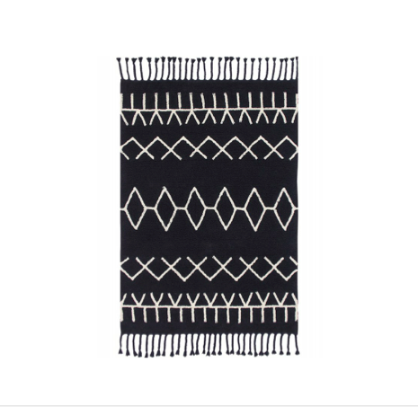 Lorena Canals 140 x 200cm Black Cotton Berber Rug