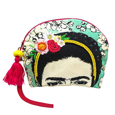 House of disaster Frida Kahlo Portrait Illustrated Make Up Bag