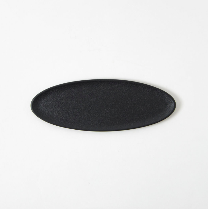 Sumitani Saburo Shoten Medium Black Metal Oval Tray from Japan 