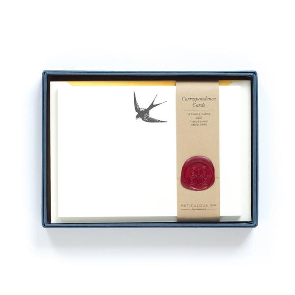 Meticulous Ink Swallow Letterpess Correspondence Cards