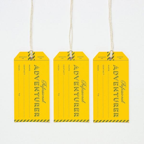 Meticulous Ink Letterpress Luggage Tag - Professional Adventurer