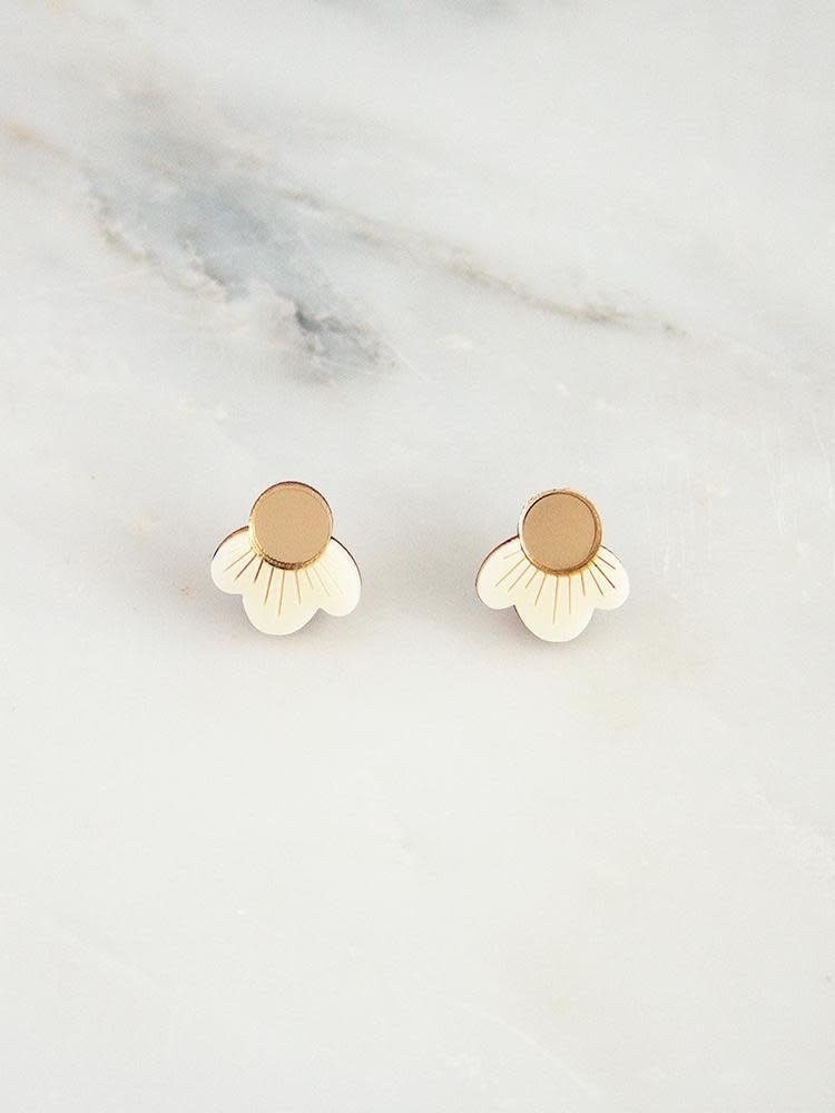 Wolf & Moon Wildflower Studs