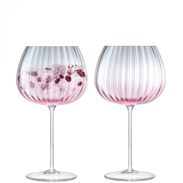 LSA International Set of 2 650ml Pink/Grey Dusk Balloon Goblets