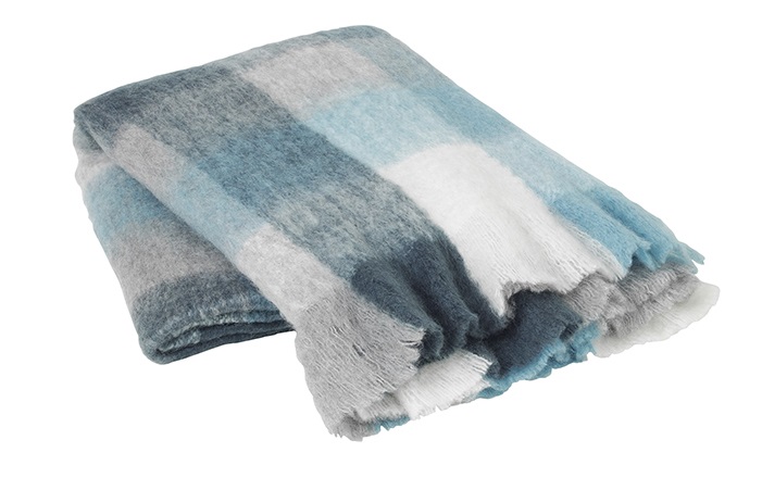 Broste Copenhagen Wool Mix Vinga Throw Turquoise & Petrol Blue