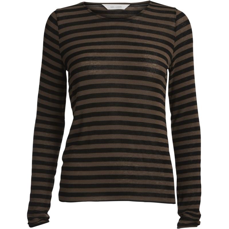 Trouva: Brown/Black Viscose Long Sleeve Top