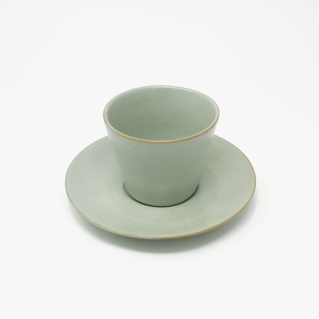 Gonggi Small Celadon Green Teacup and Saucer Set