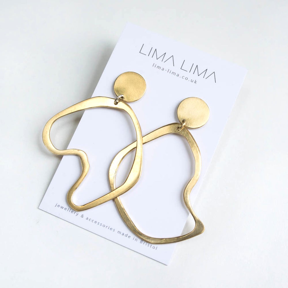 lima-lima Brass Hollow Lines Earrings