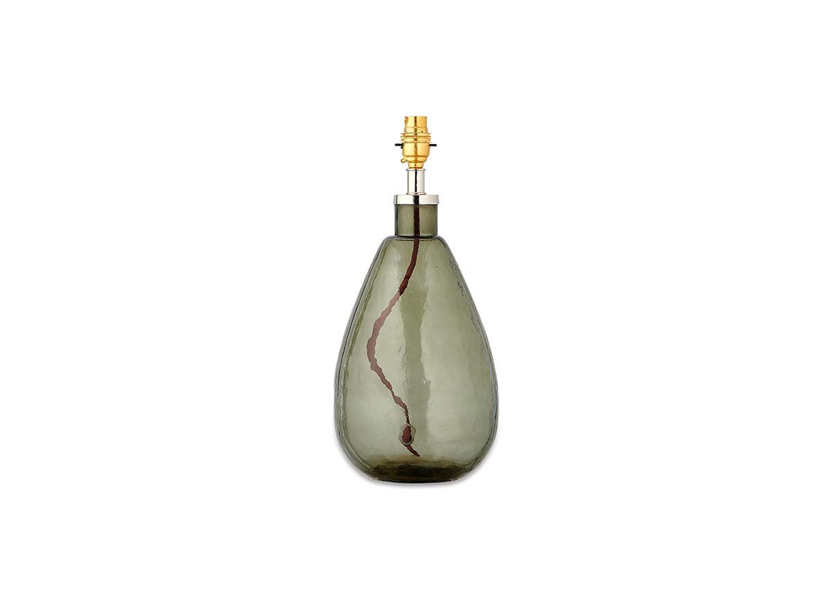 Nkuku Baba Glass Lamp - Smoke Green (Small - Tall Style)