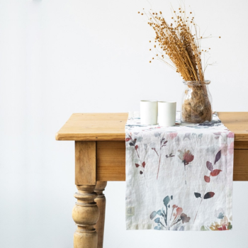 Linen Tales 40 x 150cm Watercolor Washed Linen Table Runner