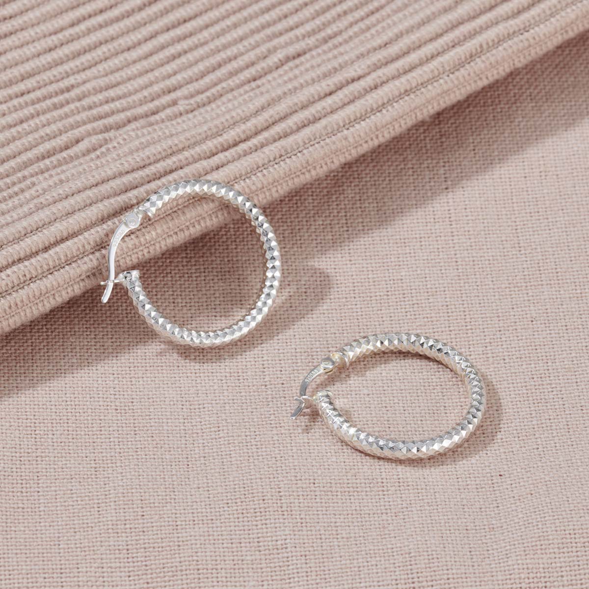 Posh Totty Designs Silver Diamond Cut Hoop Earrings 