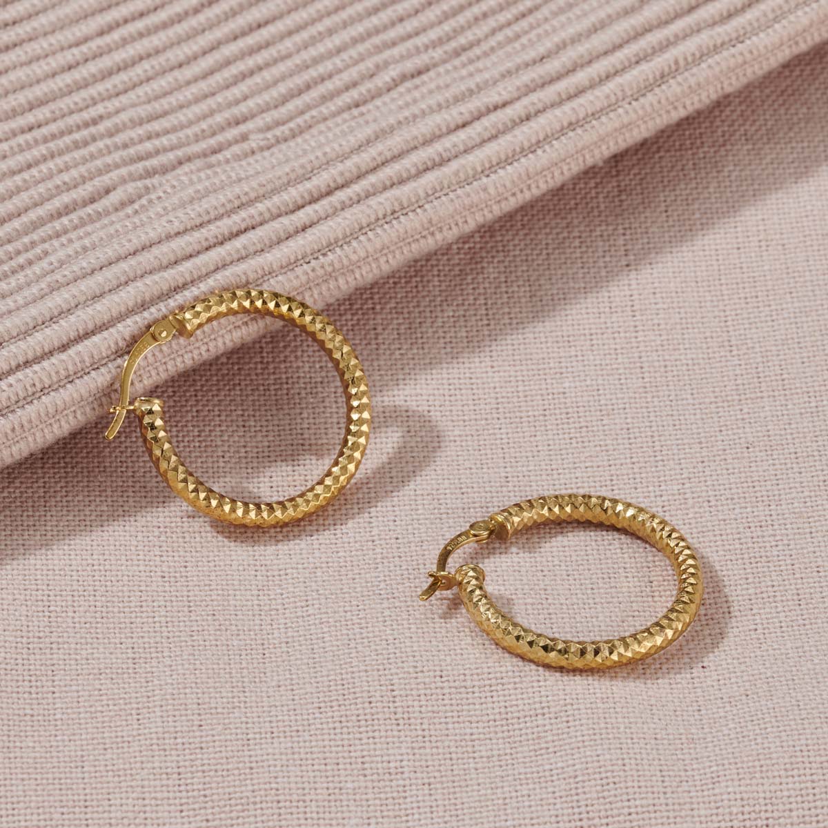 Posh Totty Designs 18ct Gold Plate Diamond Cut Hoop Earrings