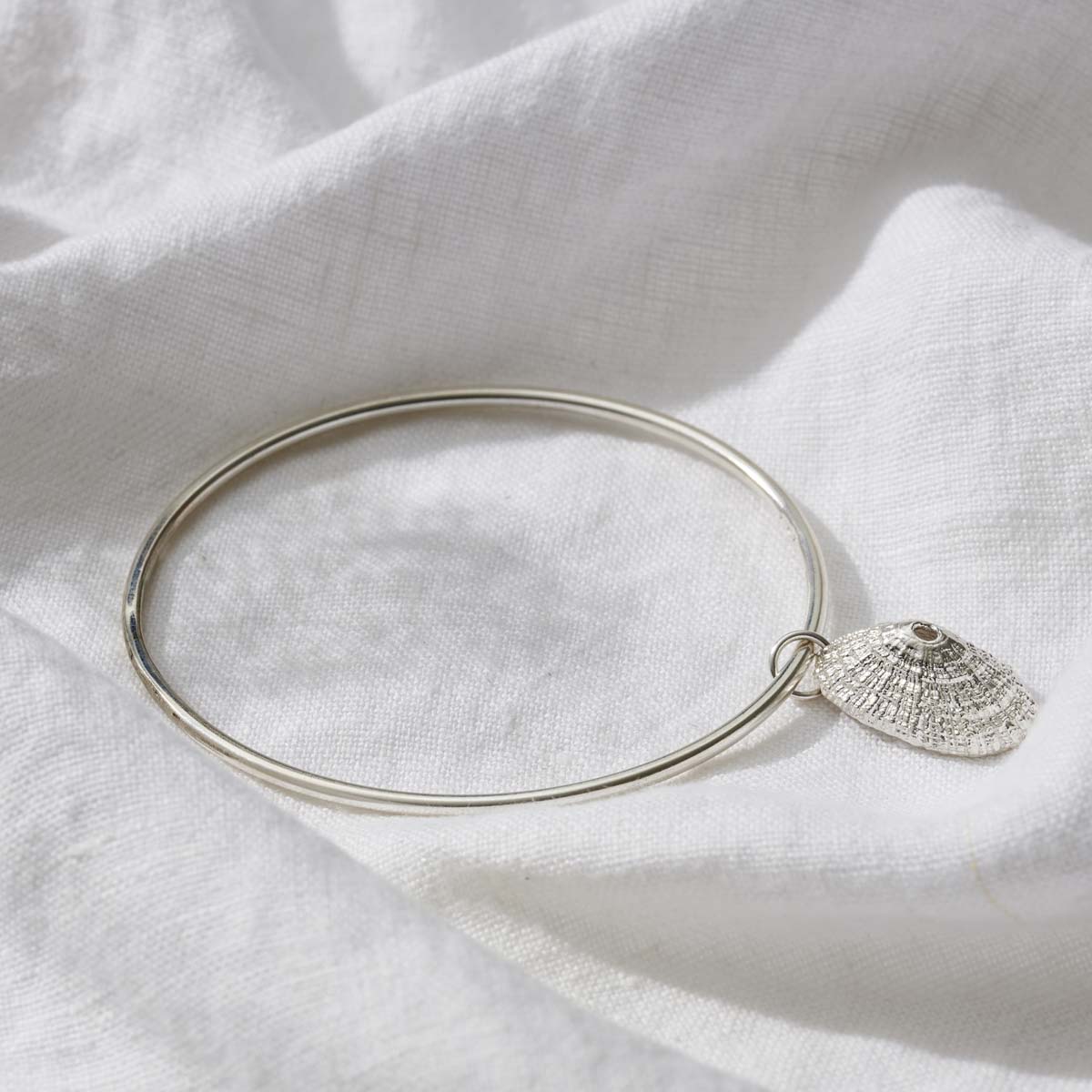 Posh Totty Designs Silver Limpet Shell Charm Bangle