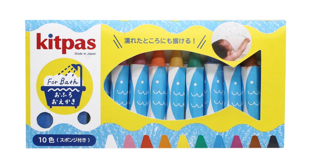 Kitpas Bath Crayon with 10 Colours with Sponge