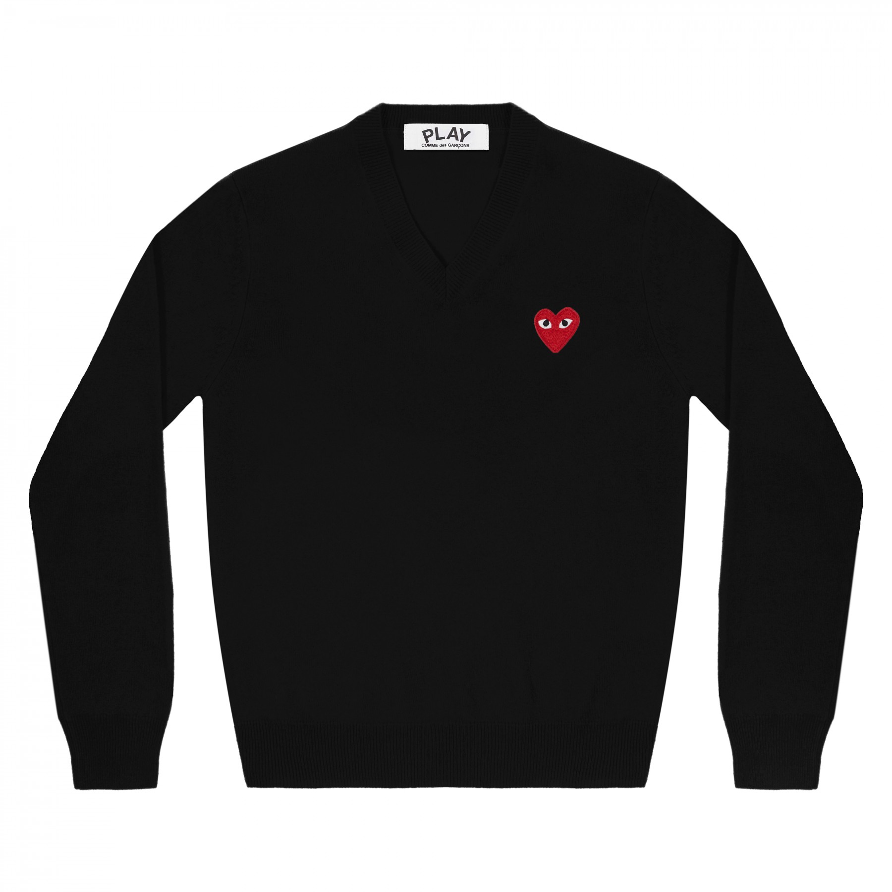 Comme Des Garcons Red Play Comme des Garçons V Neck Sweater (Black) P1N002