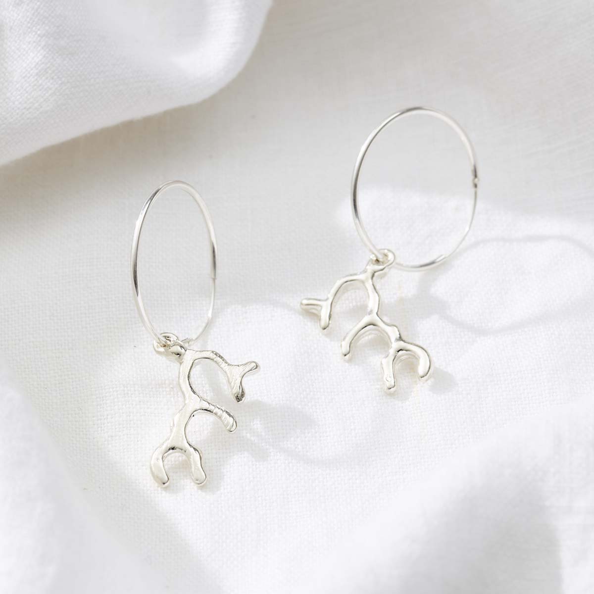 Posh Totty Designs Silver Coral Hoop Earrings