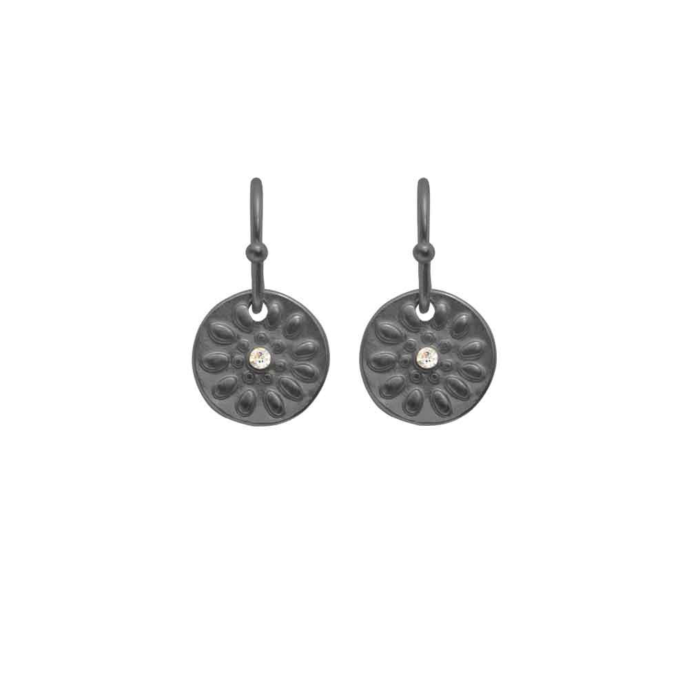 Dansk Smykkekunst Daisy Embossed Earring Hematite Plating