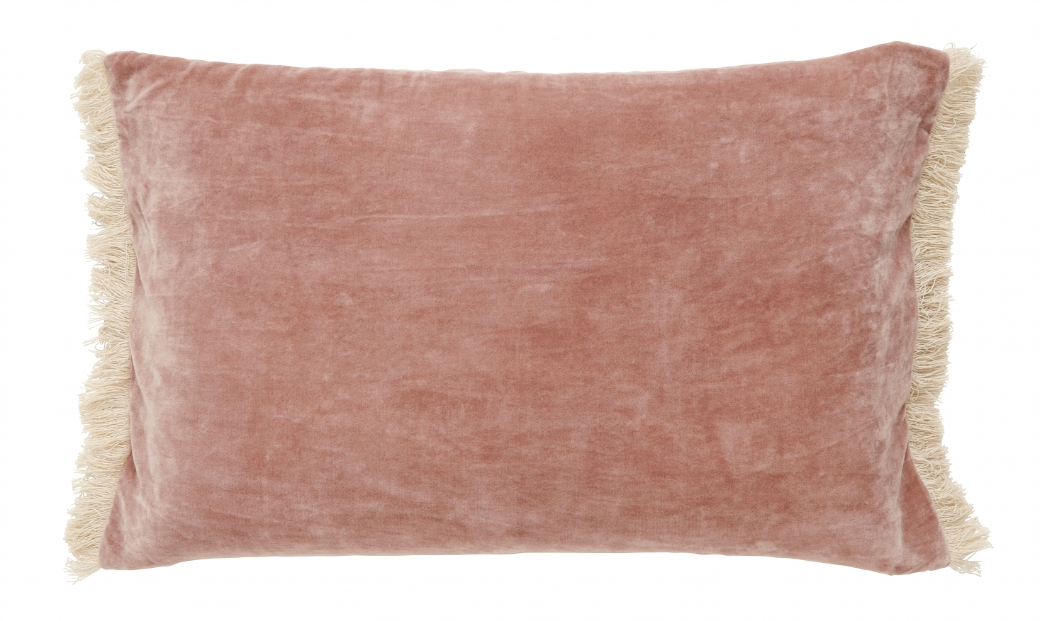 Nordal Dusty Rose Velvet Cushion With Fringes