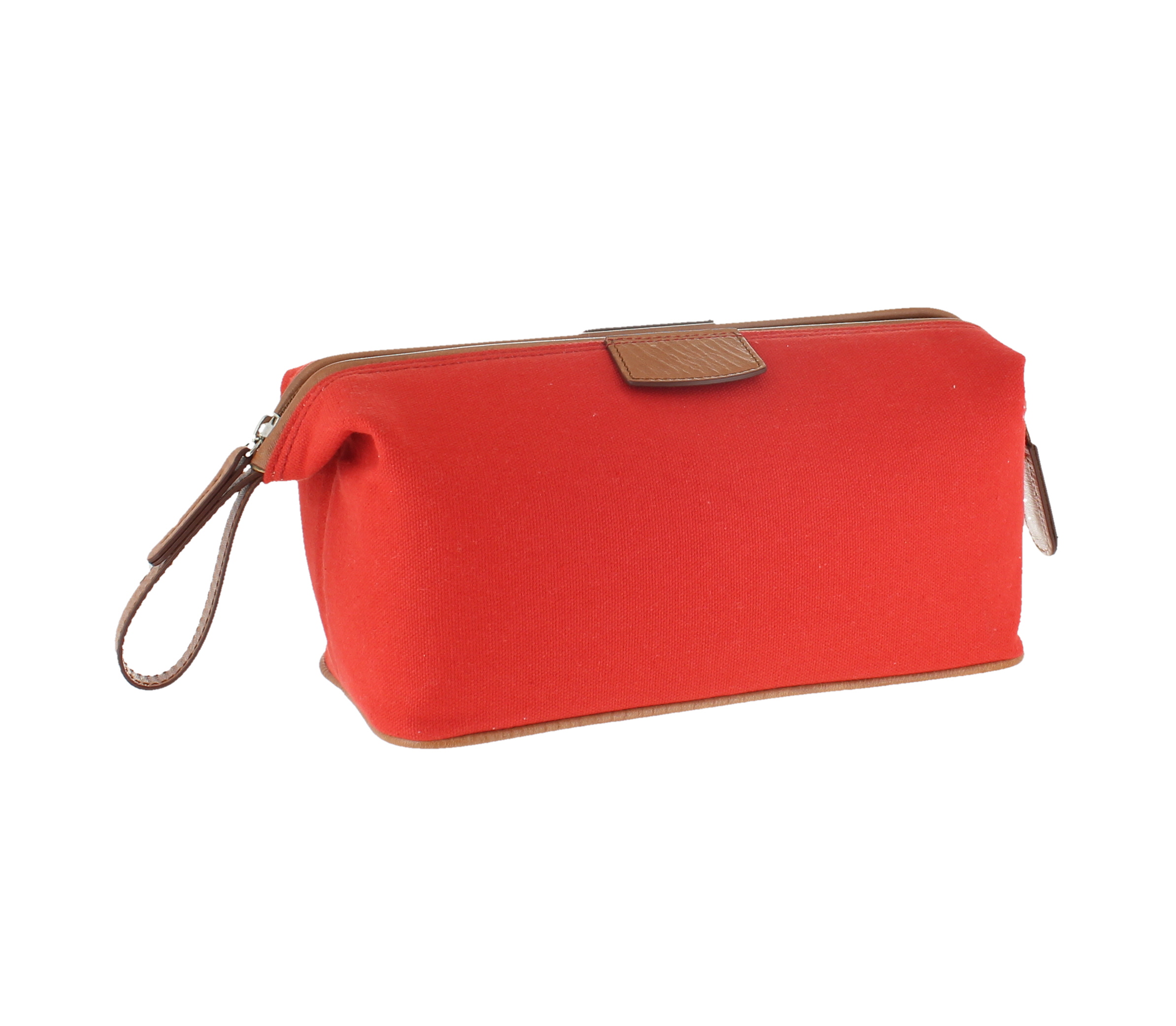 D. R. Harris Canvas and Leather Wash Bag - Red